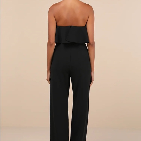 Lulus Elegant Flair Black Ruffled Wide-leg Halter Jumpsuit - Size S - Picture 5 of 6